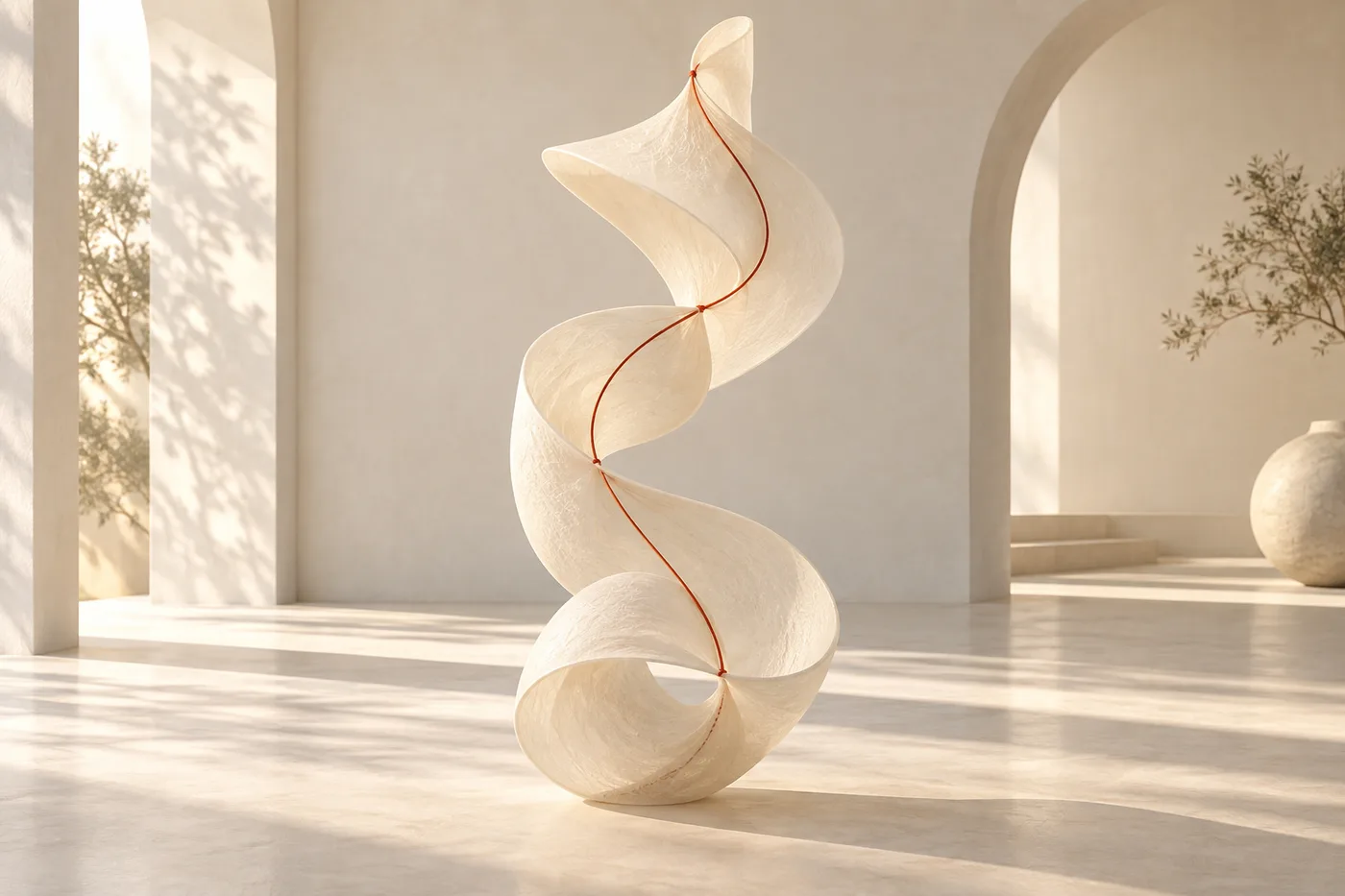 Conceptual sculptural artwork showing separated layers finding a shared centre